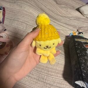 Pompom purin Knit Hat Mascot Charm mini Plush keychain Sanrio Kawaii ZJP CHN